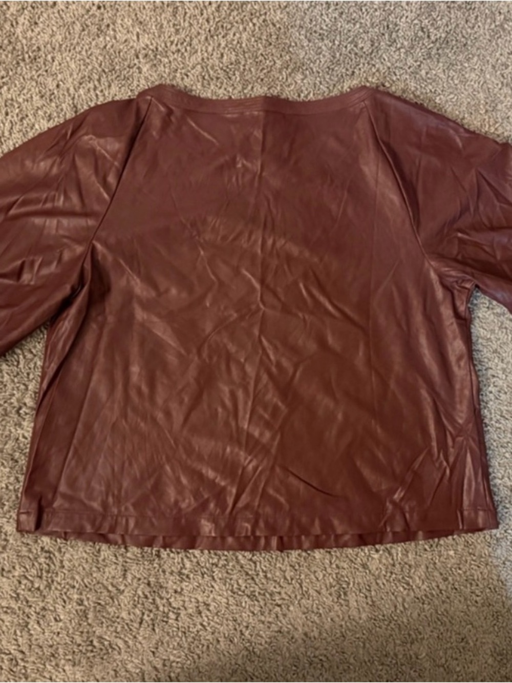 NWT LOFT Petite Small Maroon Leather-Looking Top